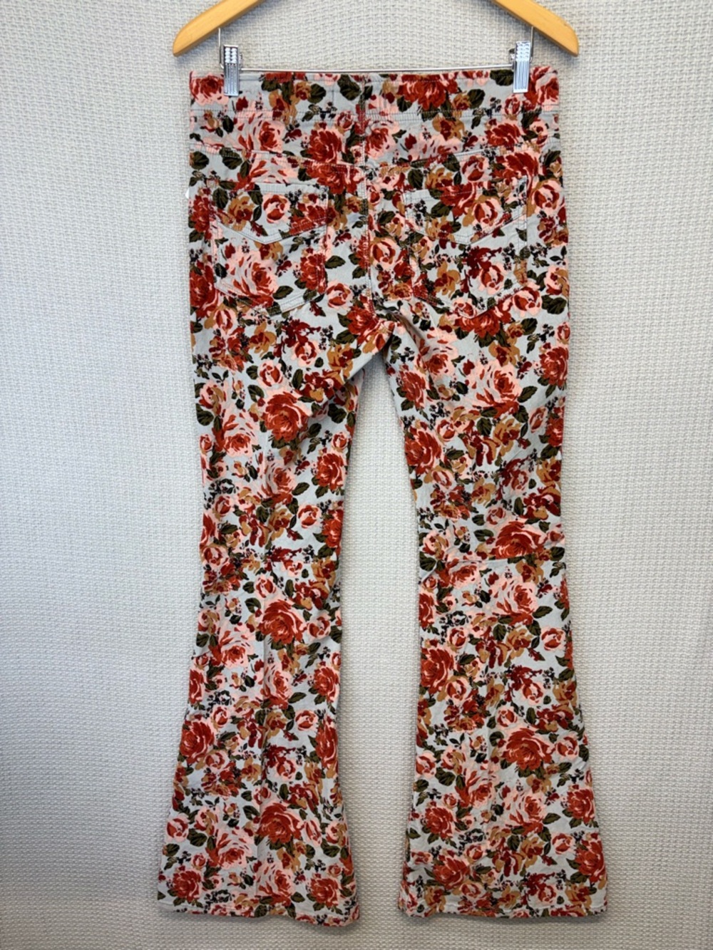 NWT Free People Driftwood Farrah Corduroy`Flare Pants Jeans Floral Burgundy 29 - Picture 6 of 9